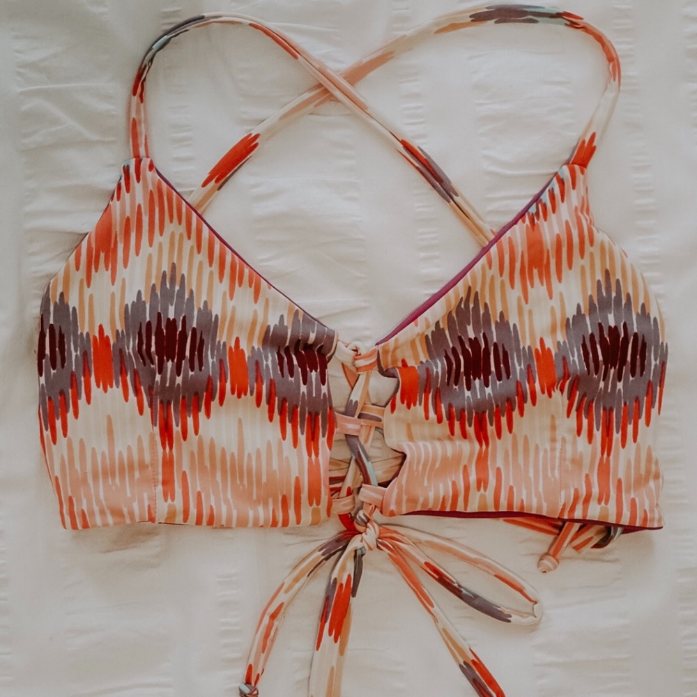 HaleyRaye Tribal Print Tie Strappy Bikini Top